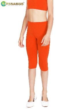  LEGGINS DANZA LYCRA TRE QUARTI ARANCIONE BAMBINA